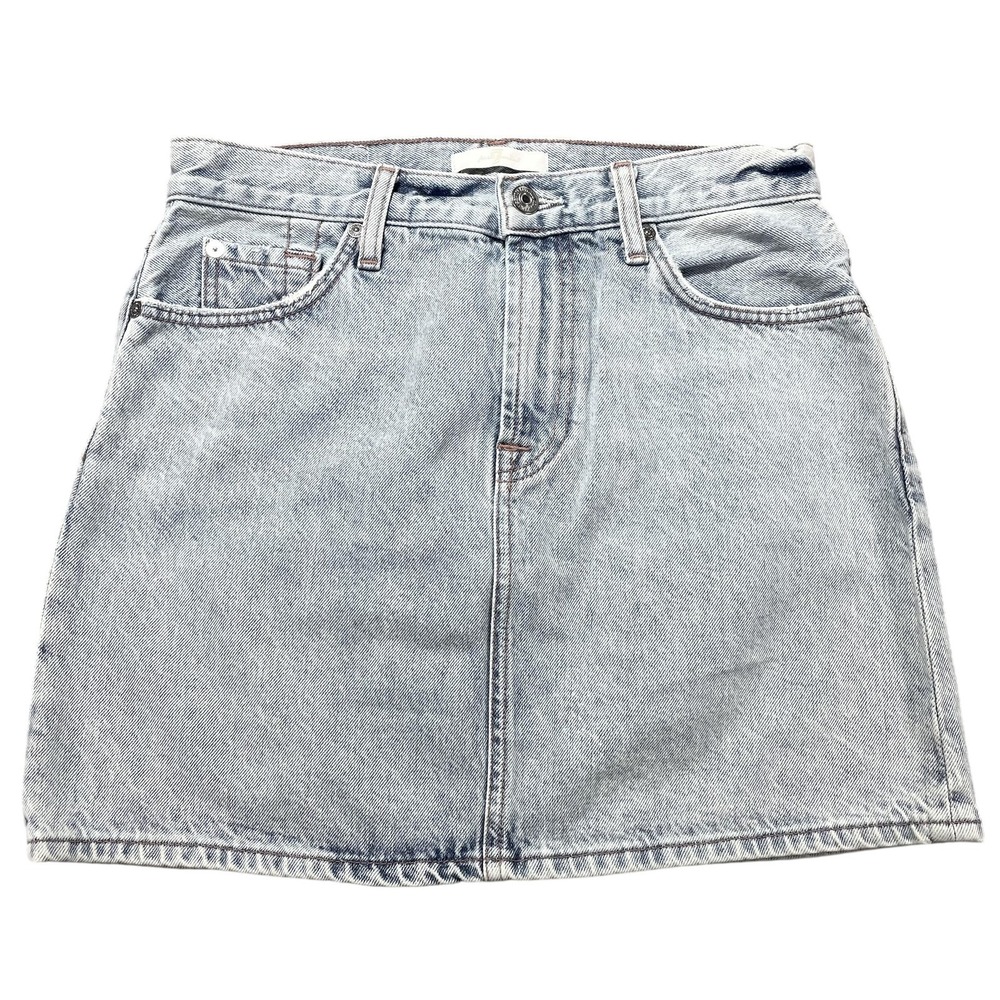 7 For All Mankind Skirt Womens 26 Blue Denim Light Wash Mini Pockets Casual